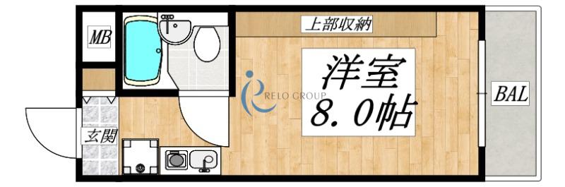 スチューデント平野(1K/8階)の間取り写真