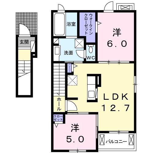 AFCレジデンス・XI(2LDK/2階)の間取り写真