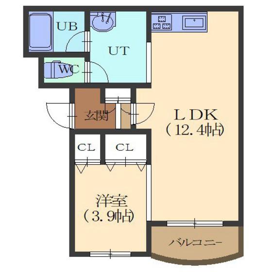 プロージェ湯川(1LDK/4階)の間取り写真