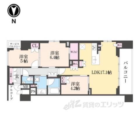ブランズ京都河原町通(3LDK/10階)の間取り写真
