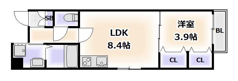 オルフェア上本町VII番館(1LDK/2階)の間取り写真