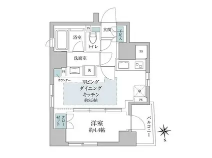オープンレジデンシア目白AVENUE(1LDK/7階)の間取り写真