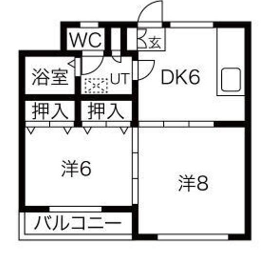 アカデメイアおたまや(2DK/3階)の間取り写真