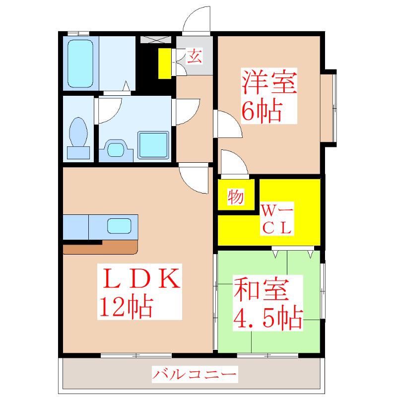 パストラールII(2LDK/4階)の間取り写真