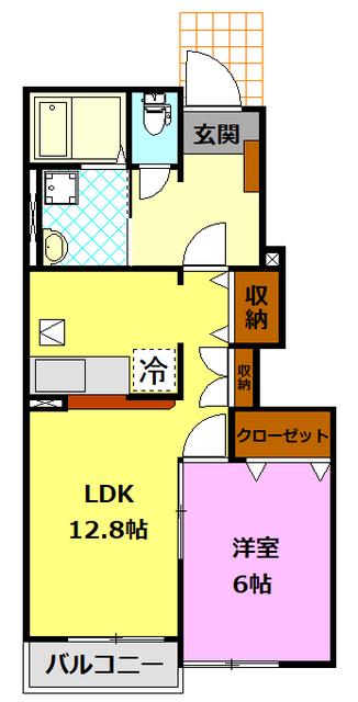 ビンタンII(1LDK/1階)の間取り写真