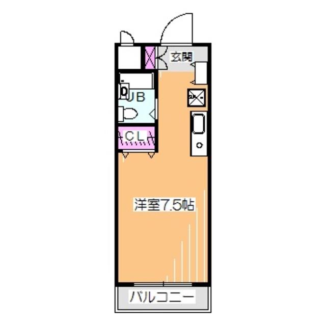 ジュネスハイツ(ワンルーム/2階)の間取り写真