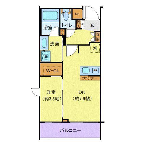 アンベリール墨田III(1DK/2階)の間取り写真