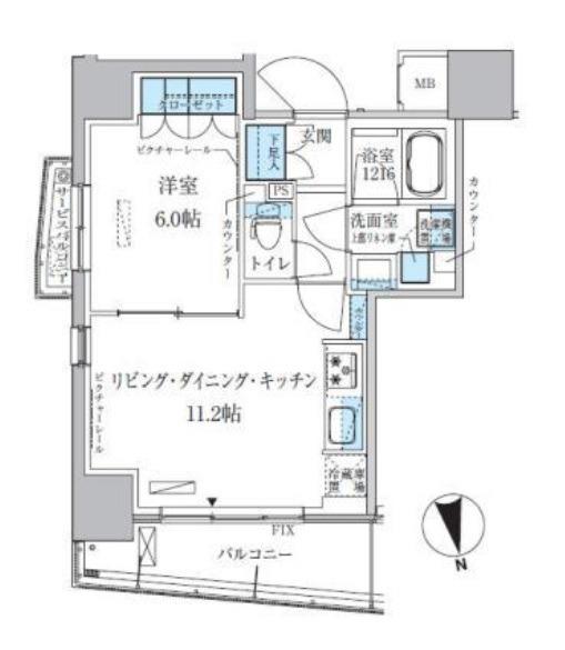 パークアクシス上野松が谷(1LDK/7階)の間取り写真