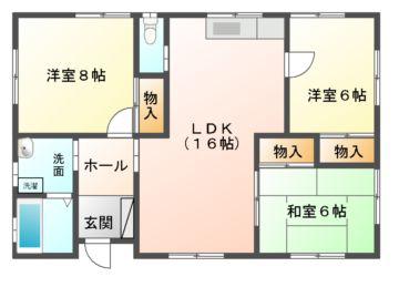 多賀台ヒルズアパート(3LDK/1階)の間取り写真