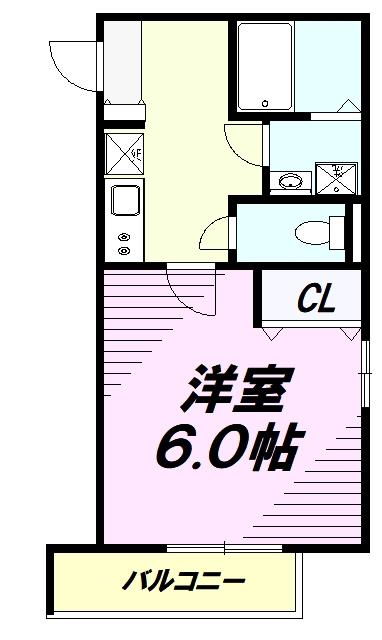 MELDIA高尾(1K/1階)の間取り写真