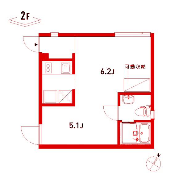 APARTMENTS F2 -アパートメンツF2-(1K/2階)の間取り写真