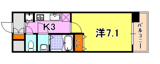 KDXレジデンス三宮(1K/5階)の間取り写真