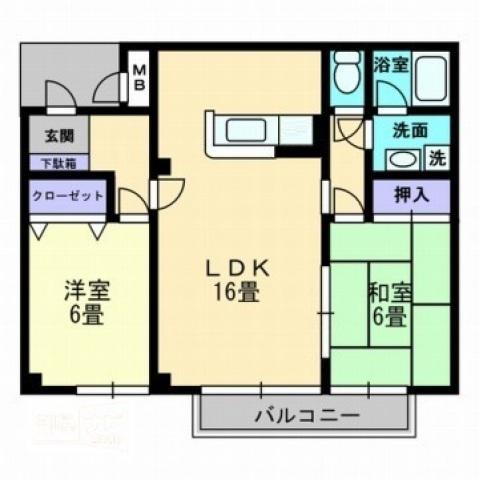 アグレストS(2LDK/1階)の間取り写真