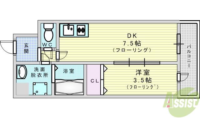プロスパー江坂479(1DK/8階)の間取り写真