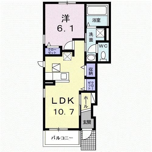 ビクトリア リアン B棟(1LDK/1階)の間取り写真