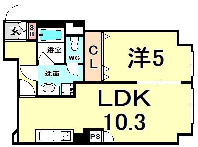 モナハイツ筒井(1LDK/1階)の間取り写真