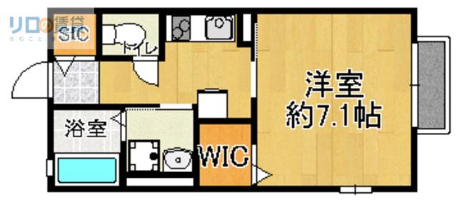 ピペリア中山(1K/2階)の間取り写真