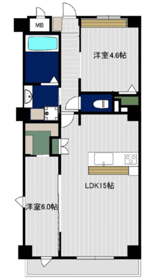 OVEST金沢八景(2LDK/2階)の間取り写真