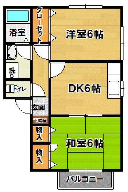 シャトー久右エ門(2DK/2階)の間取り写真