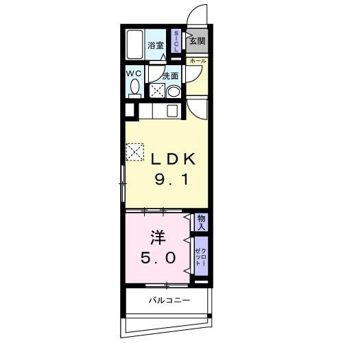 ヒカルサ尼崎栗山町(1LDK/2階)の間取り写真