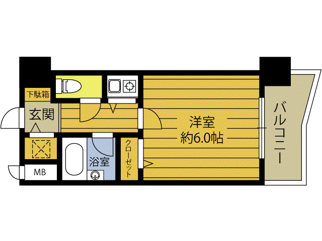 朝日プラザ中島中央 307号(1K/3階)の間取り写真
