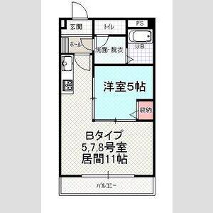 第88松井ビル(1LDK/3階)の間取り写真