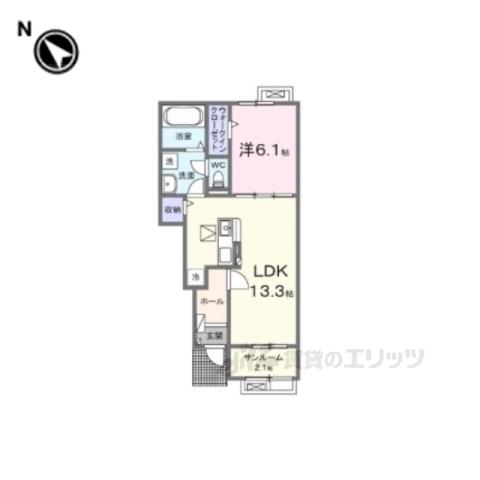 サンクチュアリKEGⅡ(1LDK/1階)の間取り写真