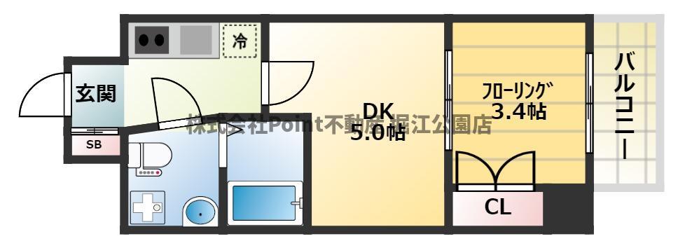 N°77HANATEN002(1DK/9階)の間取り写真