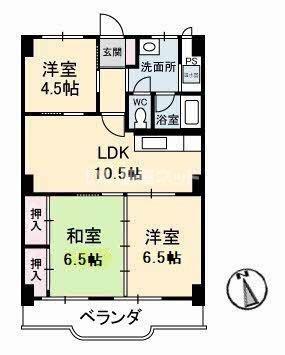 真締川ハイツ(3LDK/8階)の間取り写真