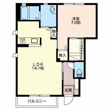 メゾンソレイユ A(1LDK/1階)の間取り写真