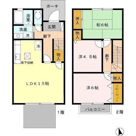 パルティーダ B棟(3LDK/1階)の間取り写真