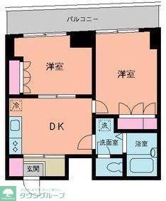 ベイステート安間(2DK/10階)の間取り写真
