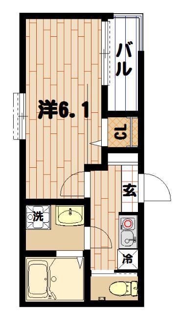 メルディアコート(1K/2階)の間取り写真