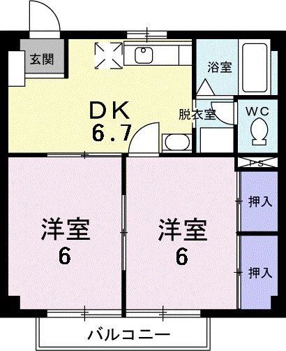 プラネットハウス(2DK/2階)の間取り写真