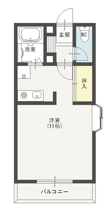 ノーサイド(ワンルーム/2階)の間取り写真