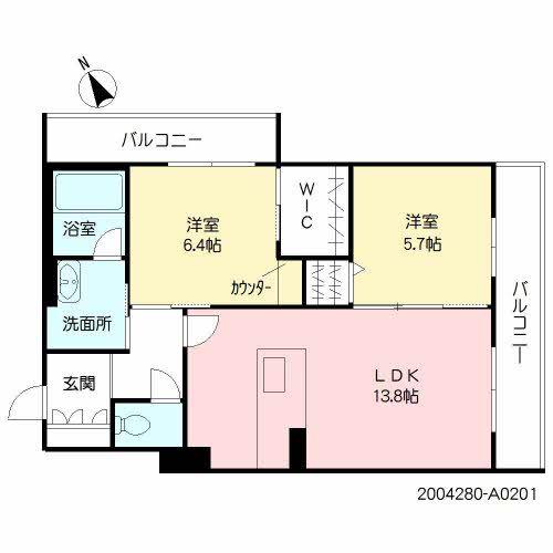 ラ・ルーチェ東櫛原(2LDK/2階)の間取り写真