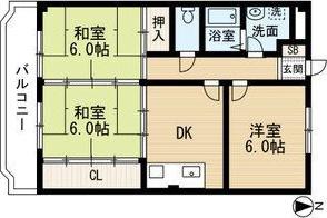 紫雲荘ビル(3DK/2階)の間取り写真