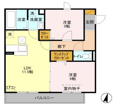ボヌール四季Ⅰ(2LDK/2階)の間取り写真
