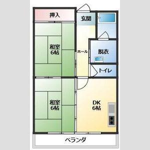 コーポラス中銀(2DK/3階)の間取り写真