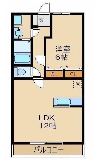 クレセール・コンテス富士見(1LDK/2階)の間取り写真