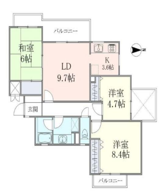 ベルメゾン狛江(3LDK/3階)の間取り写真