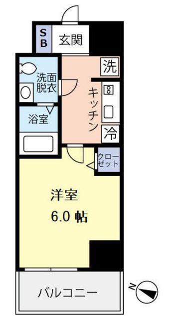 グランヴァンプレミアム川口(1K/5階)の間取り写真