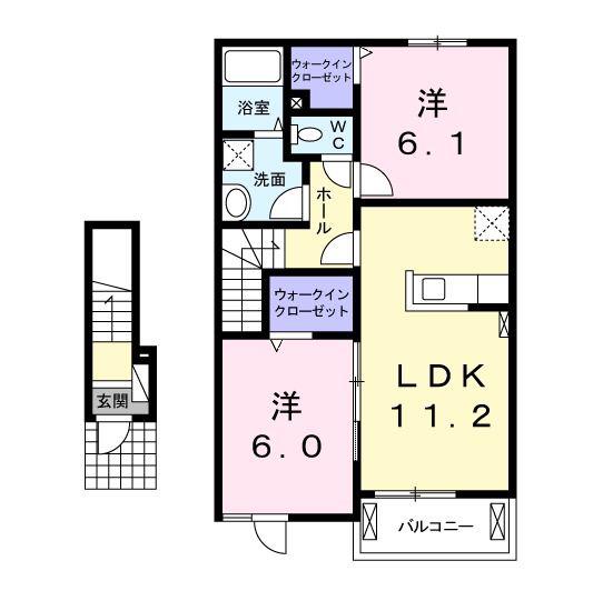 ノーブルC(2LDK/2階)の間取り写真