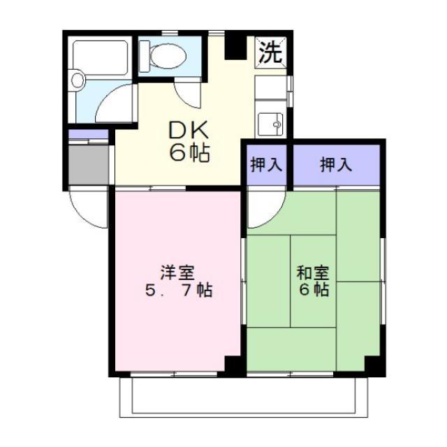 第5三建マンション(2DK/4階)の間取り写真