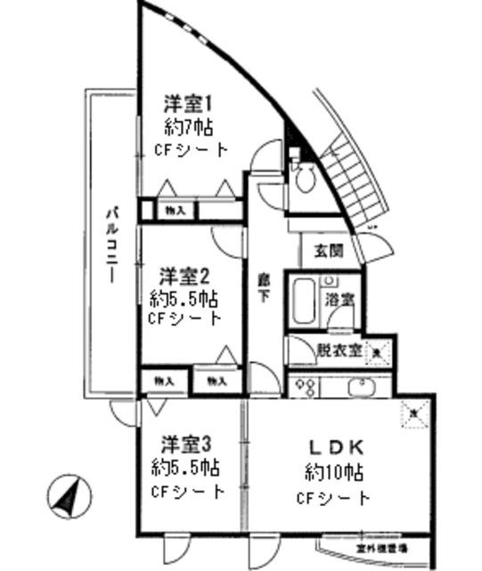 TREFALCO(3LDK/2階)の間取り写真