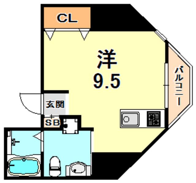 シティフラット六甲道(ワンルーム/4階)の間取り写真
