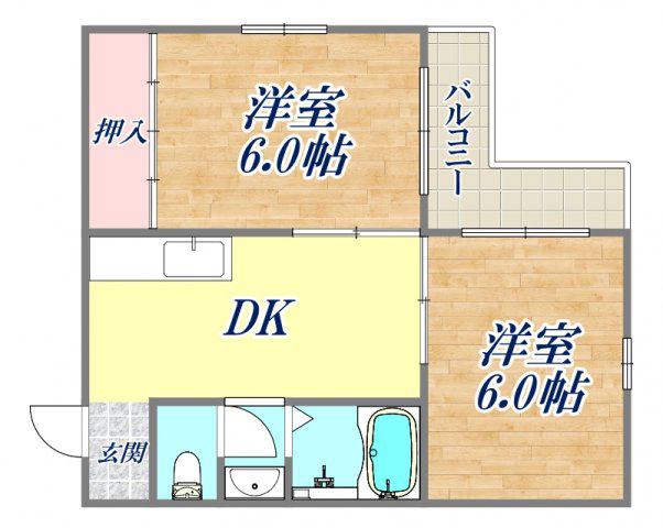 第2庭園ハイツ(2DK/2階)の間取り写真
