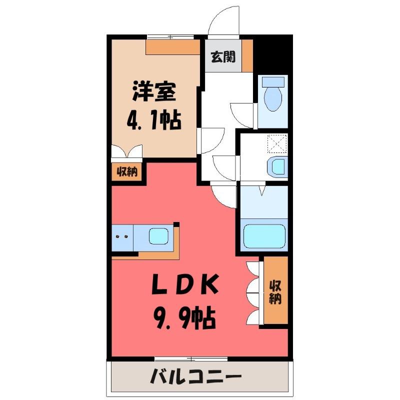 ＪＲ信越本線 高崎駅(ＪＲ) バス乗車時間：33分 最寄りバス停で下車 徒歩5分 2階建 築20年(1LDK/1階)の間取り写真