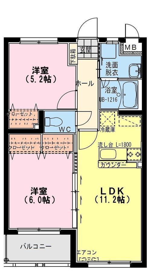 T-スクエアII(2LDK/2階)の間取り写真