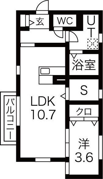 ATLAS KITAHARA ウエスト(1LDK/1階)の間取り写真